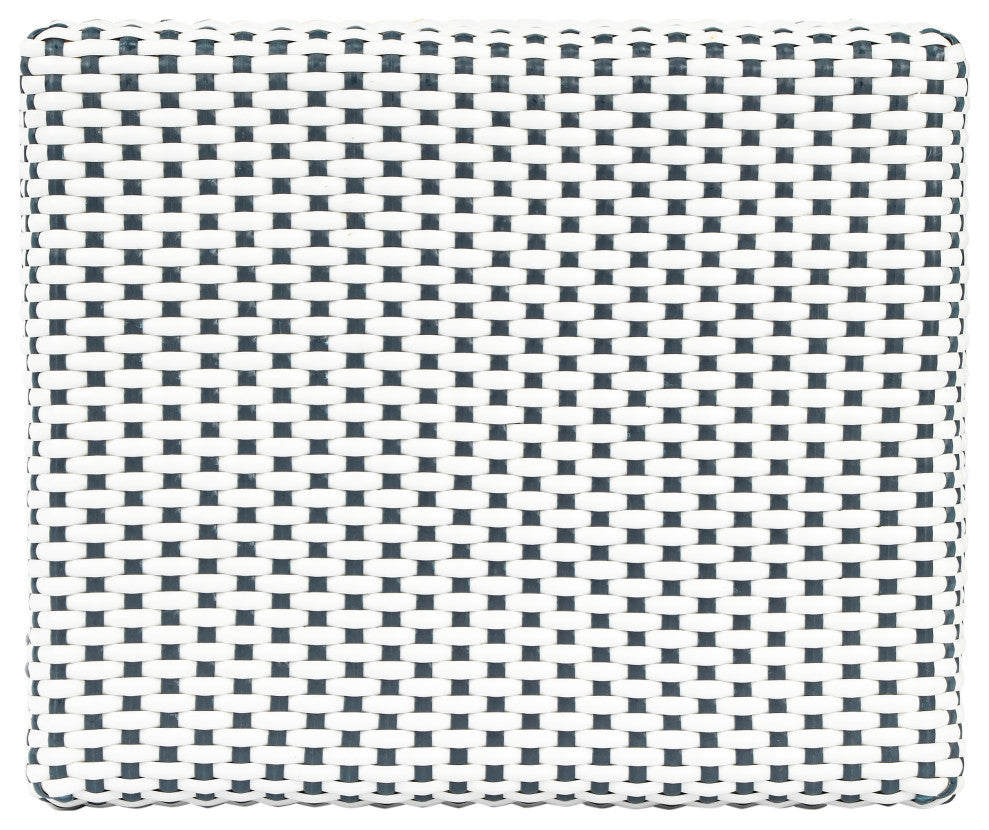 Robias Rectangular Rattan 24.5" Counter Stool, Navy and White