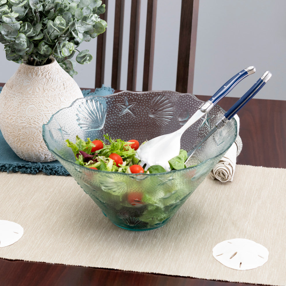 French Home Laguiole Connoisseur Navy Blue Salad Servers, 2 Piece Set.