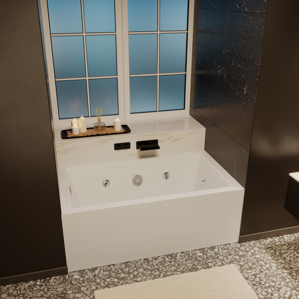 Avancer 60"x36" Alcove Whirlpool Bathtub With Apron, Left Hand Drain