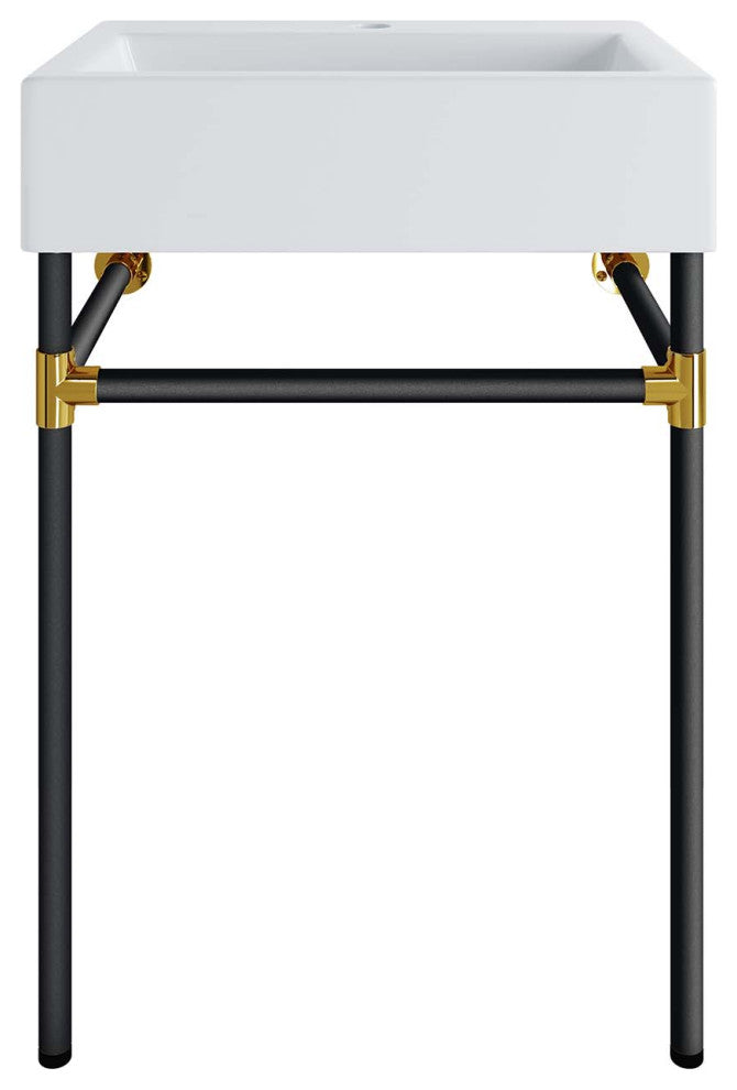 Sink Vanity, Wall Mount, White Black, Ceramic, Stainless, Modern, Bathroom