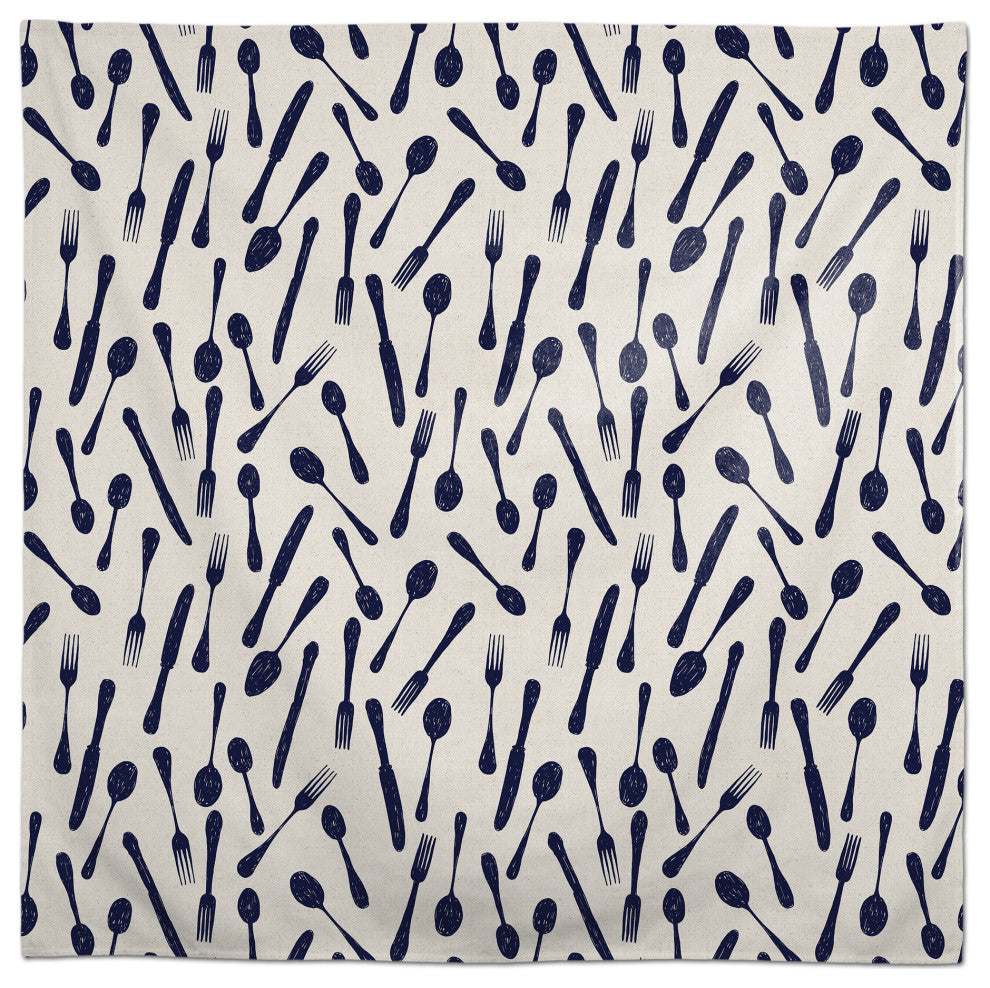 Sketchy Kitchen Utensils Navy 2 58x58 Tablecloth