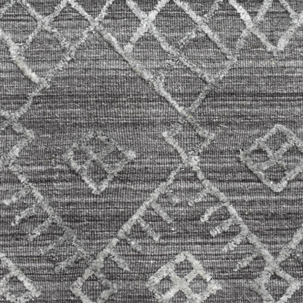 HAND WOVEN FLAT WEAVE KILIM POLYESTER AREA RUGS -Rectangle,Dark Gray,Geometric, [Runner] 2'6''x10'