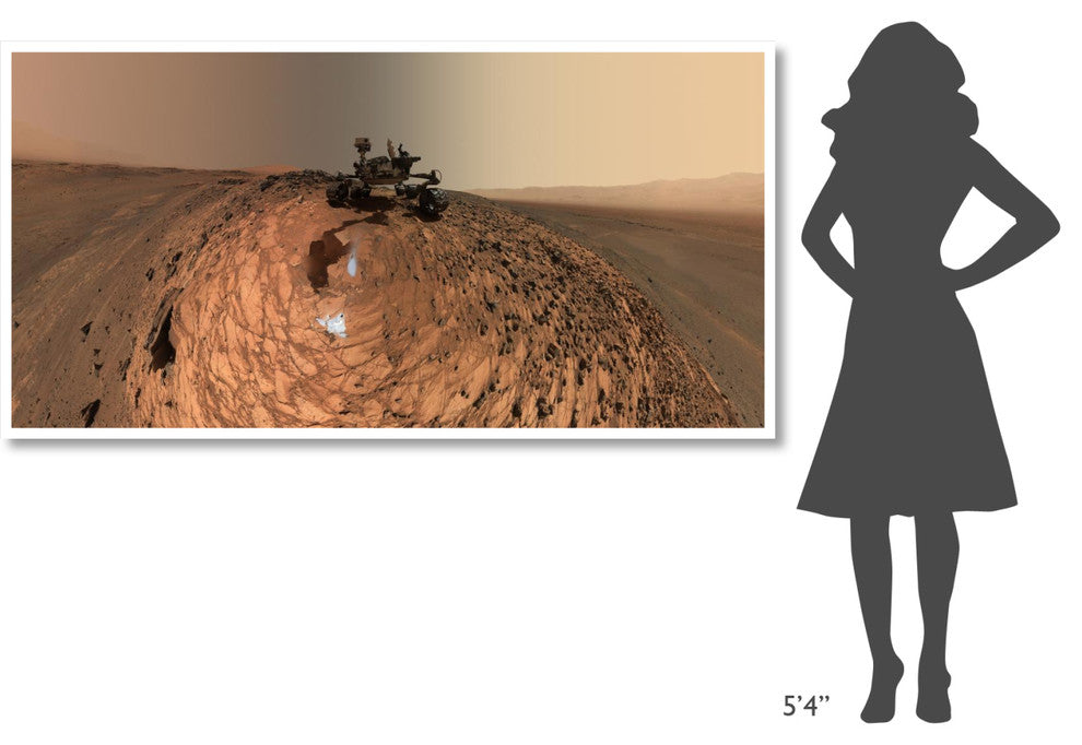 "Curiosity Self-Portrait, Buckskin Drilling Site, Mt Sharp" Paper Art, 74"x38"