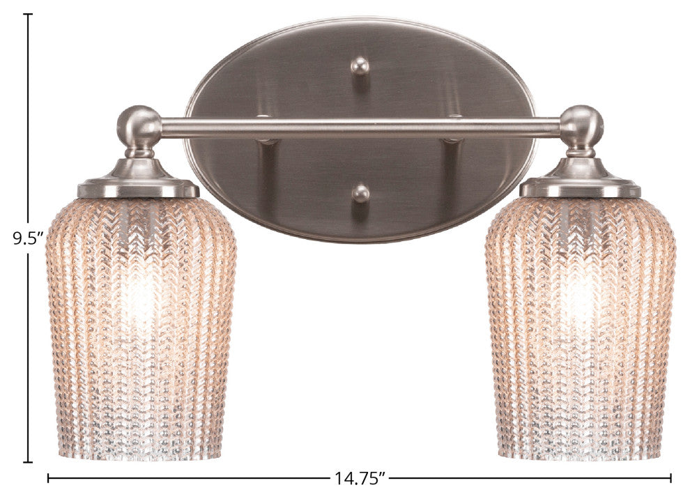 Capri 2-Light Bath Bar, Brushed Nickel/Silver Textured