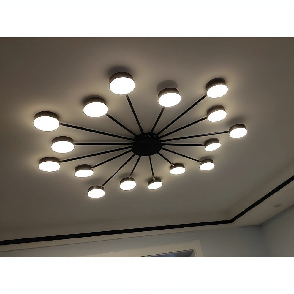 Buchs | Floral shaped LED Ceiling Chandelier, Black, 8 Heads