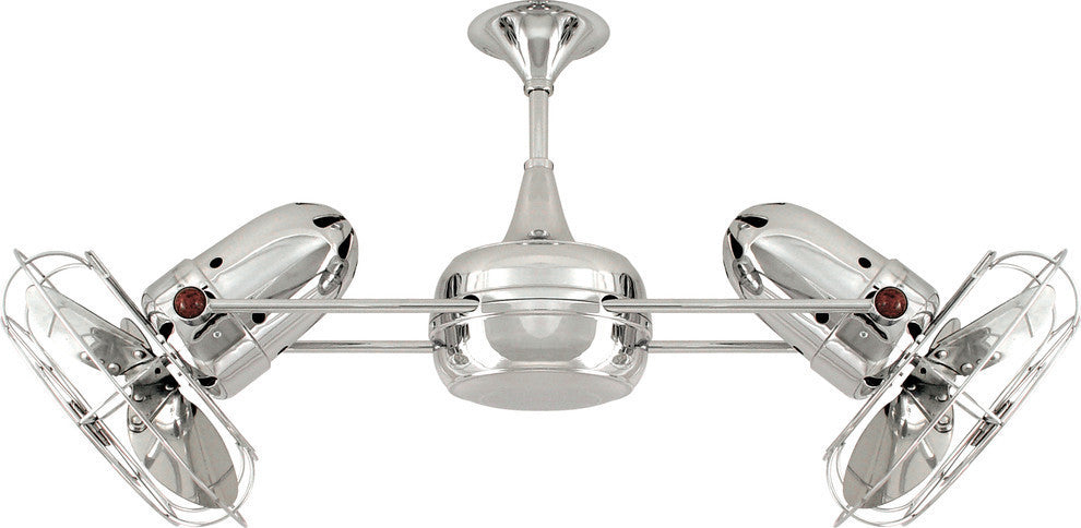 Duplo Dinamico Dual Ceiling Fan - Metal Blades in Polished Chrome (Damp Rated)