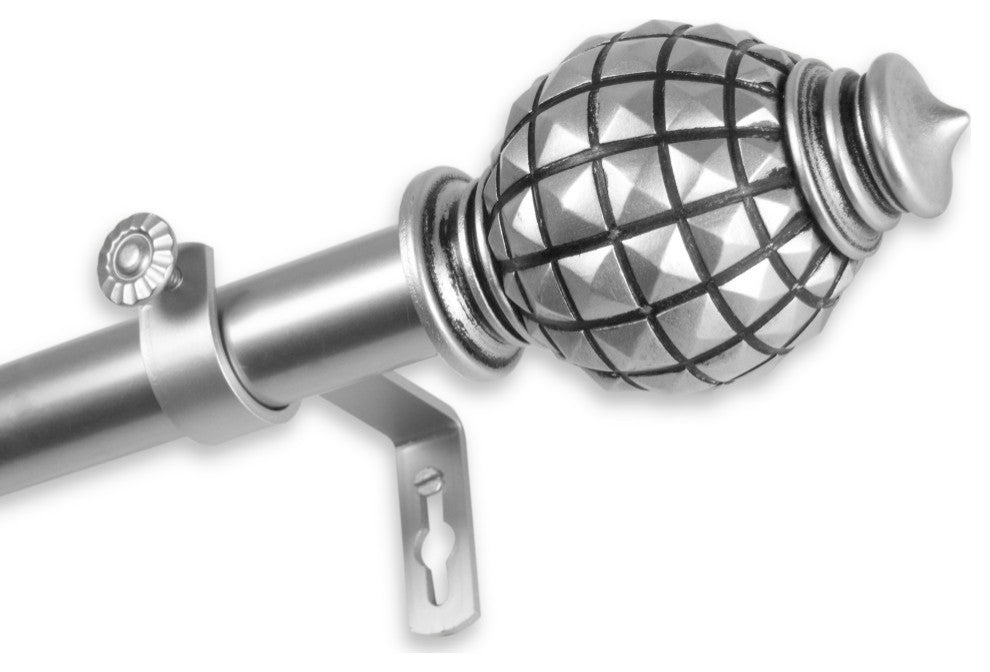 Nova 1" Curtain Rod, Satin Nickel, 120-170"