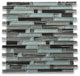 Glass Mosaic Tile Grey Blue Black Glass Brick Cane Backsplashes, 1 sheet