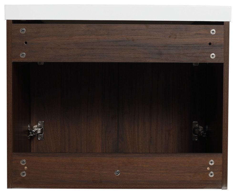 BNK Bathroom Vanity with Resin Sink, Modern Design with Soft Close Doors, California  Walnut