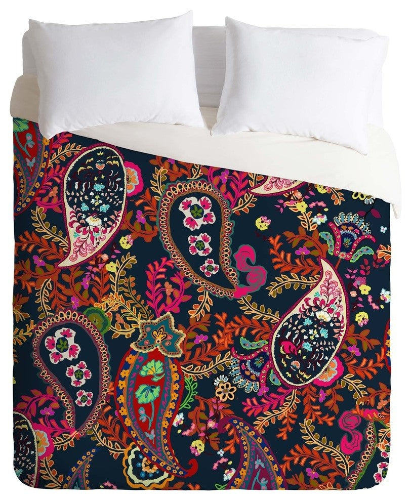 Deny Designs Rachelle Roberts Boho Paisley Navy Duvet Cover - Lightweight