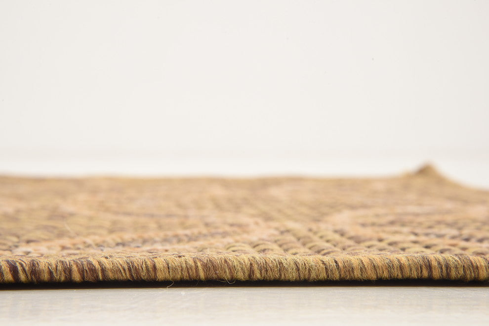 Unique Loom Light Brown Spiral Outdoor 2' 2 x 6' 0 Runner Rug