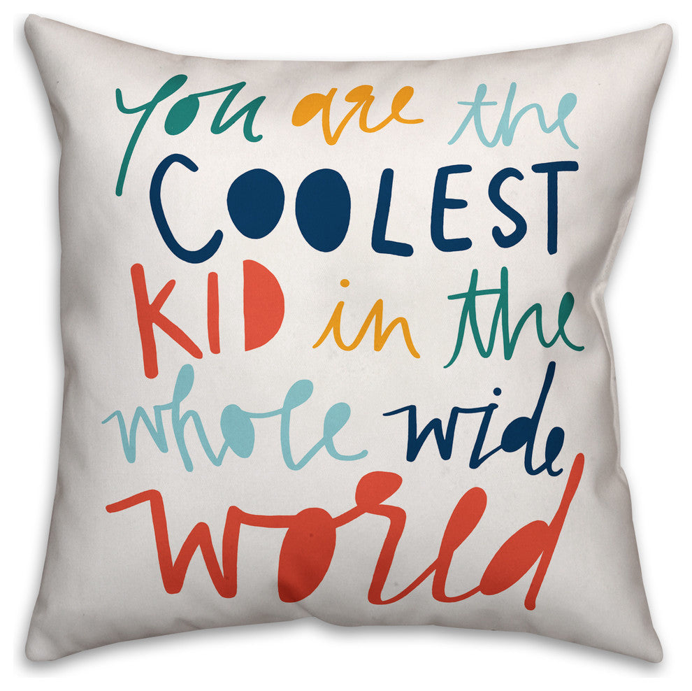Coolest Kid Rainbow Text 16x16 Spun Poly Pillow