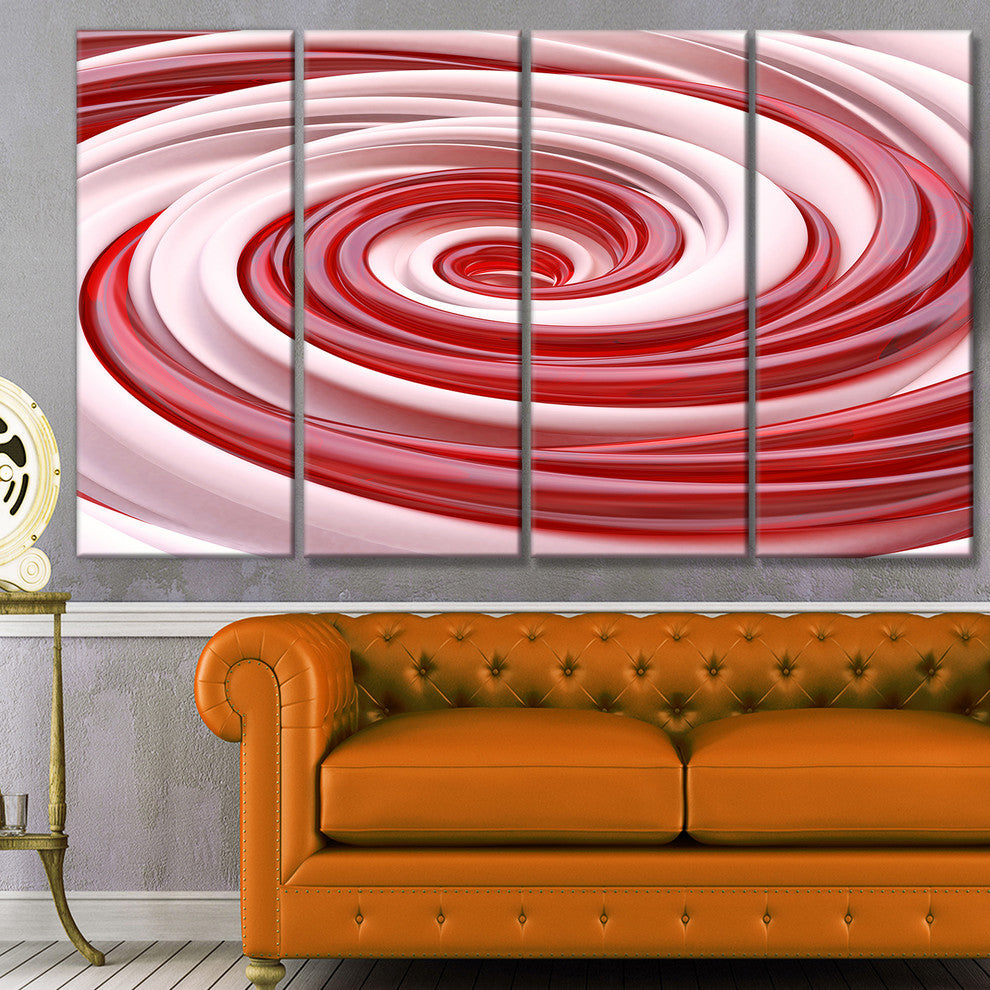Beautiful Candy Cane Spiral, Abstract Canvas Art Print, 48"x28", 4 Panels