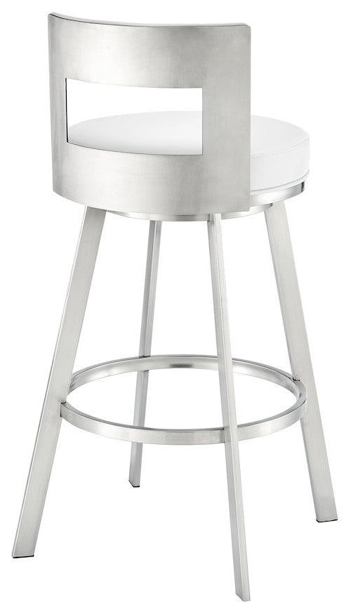 Flynn Swivel Counter or Bar Stool in Faux Leather and Metal