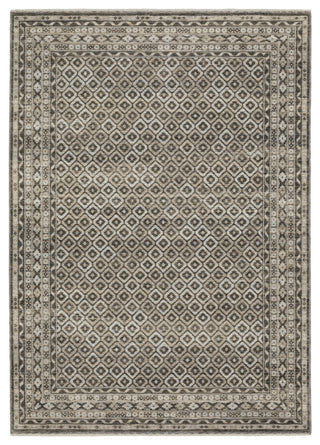 Callum Diamond Panel Grey/Beige Fringe Edge Rug 3'3" x 5'