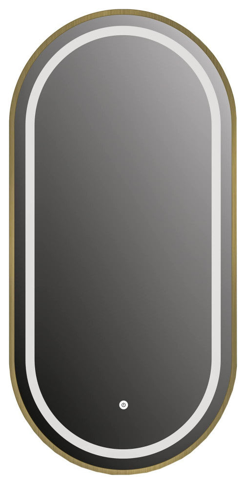 Large Lapping LED Lighted Bath Vanity Mirror, Gold, 18"x36"