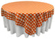 LA Linen Square Gingham Checkered Tablecloth, White and Orange, 90"x90"