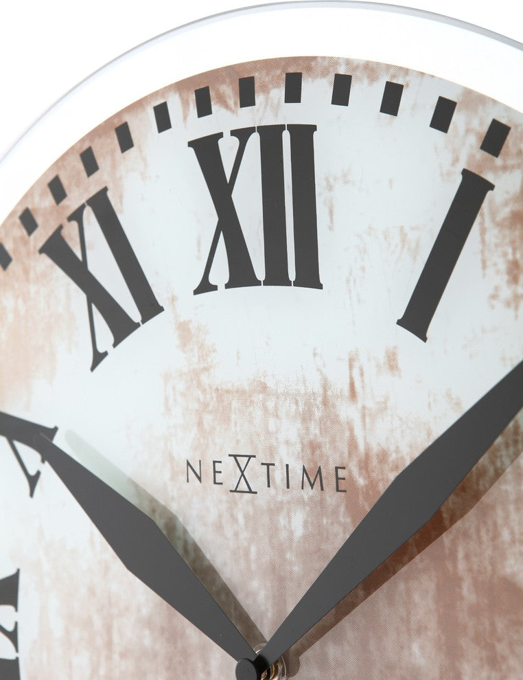 Romana Pendulum Wall Clock, Round, Glass, Off White Dial, Battery Operated