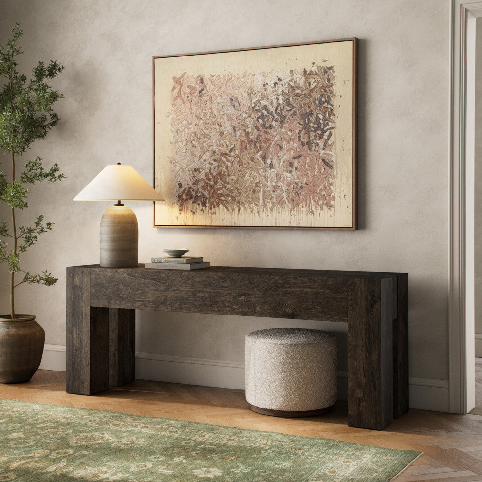 Abaso Console Table Ebony Rustic Wormwood Oak