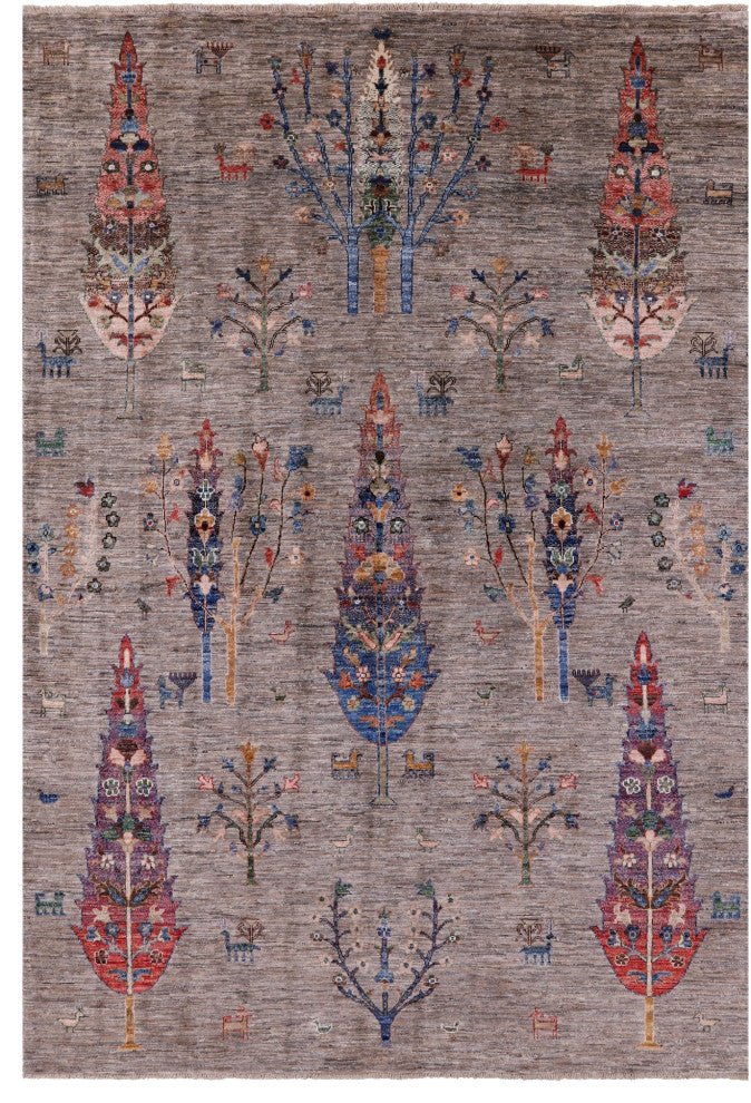 5' 8" X 8' 2" Tribal Persian Gabbeh Handmade Wool Rug Q9761