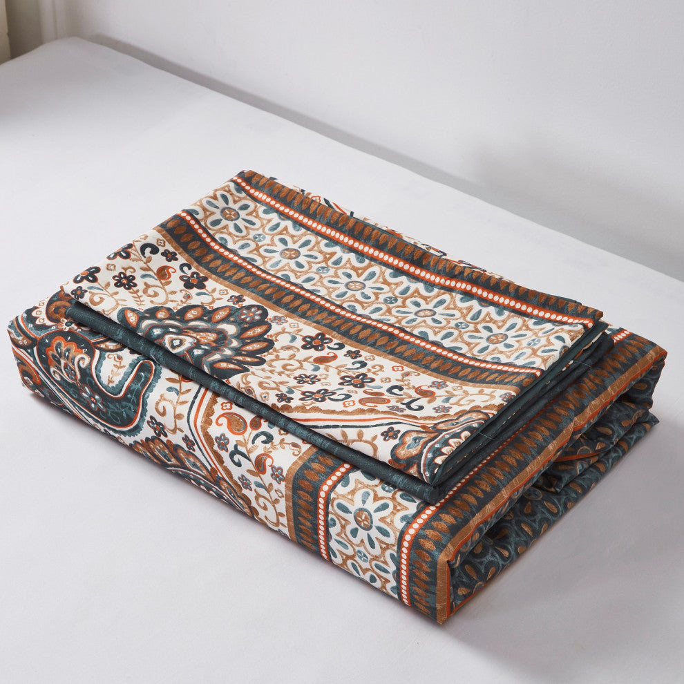 Tache Paisley Damask Lattice Floral Flat Top Sheet, King