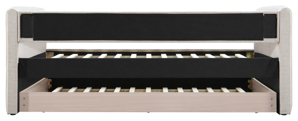 Colton Linen Textured Fabric Upholstered Daybed, Cream