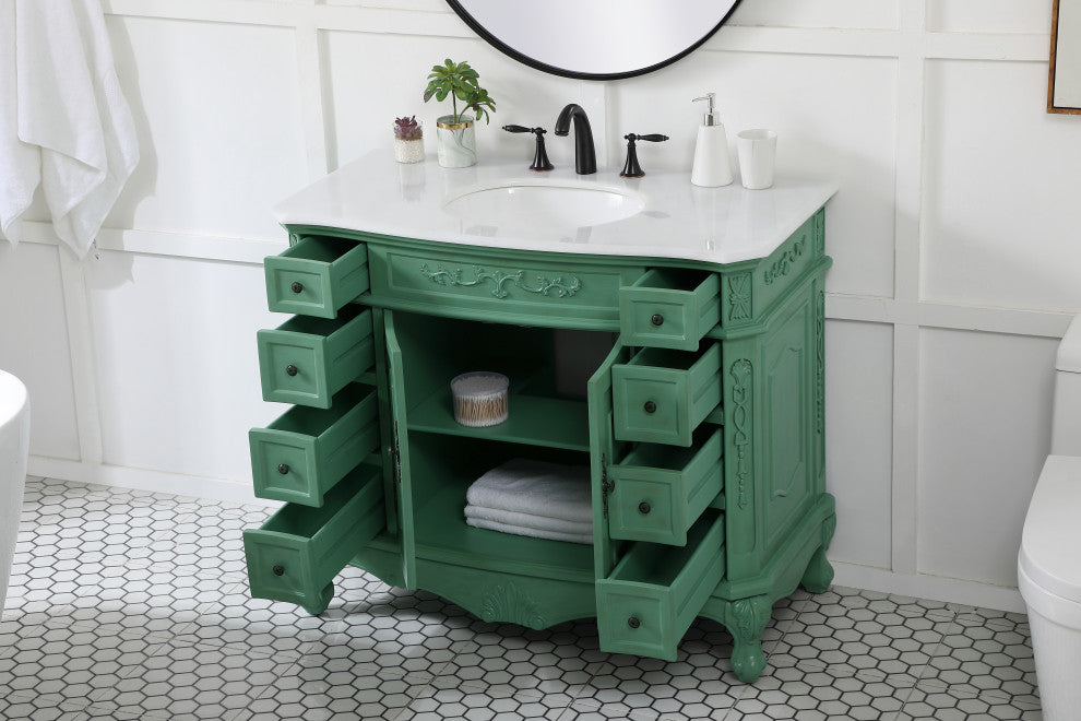 Bathroom Vanity, Vintage Mint, 42", Single Sink