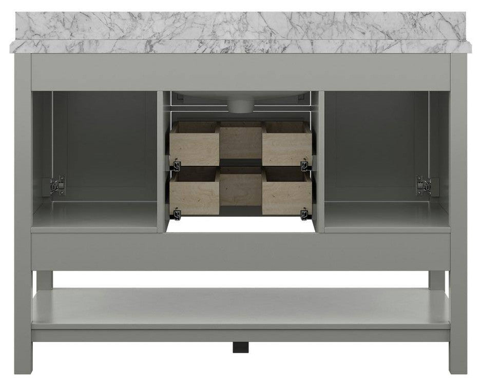 Affinity Bathroom Vanity With Carrara Marble Countertop, Grey, 49 in