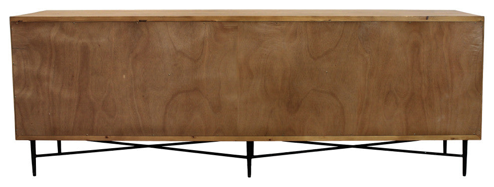 Samara 6-Door Recycled Pine Wood Sideboard, a Natural Finish