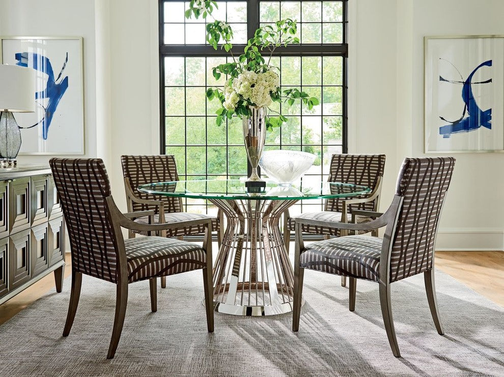 Riviera Stainless Dining Table With 60" Glass Top