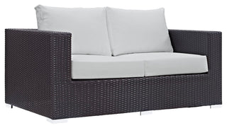 Convene 5 Piece Outdoor Patio Sofa Set, Espresso White