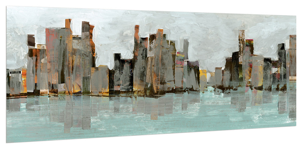 "Second City"Chicago City Skyline Wall Art Frameless Tempered Art Glass 63"x 24"