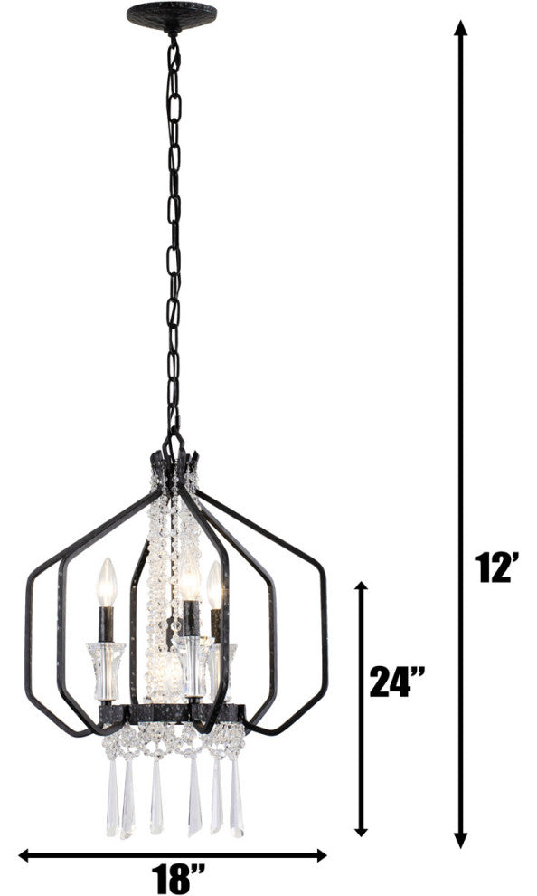 Barcelona 4 Light Pendant in Onyx And Clear