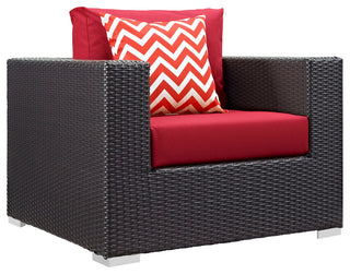 Convene 9 Piece Outdoor Patio Sectional Set, Espresso Red