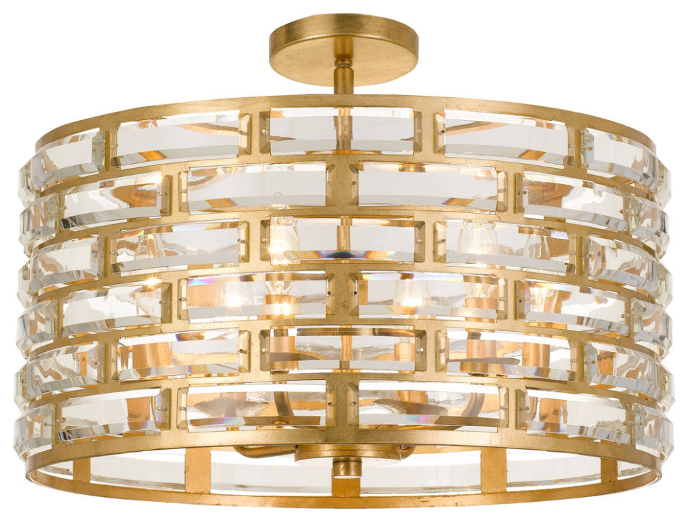 Crystorama MER-4866-GA_CEILING, 6-Light Ceiling Mount, Antique Gold