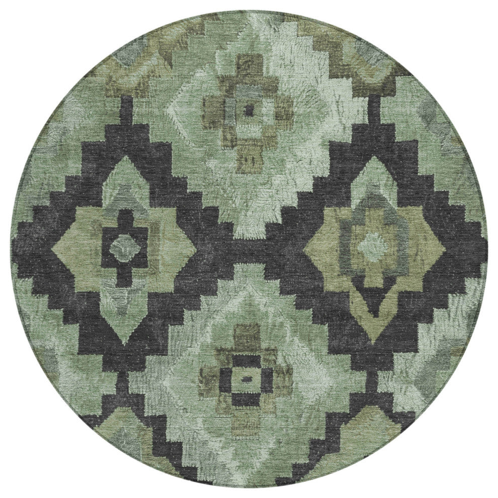 Machine Washable Indoor/Outdoor Chantille ACN1894 Aloe 8' x 8' Round Rug