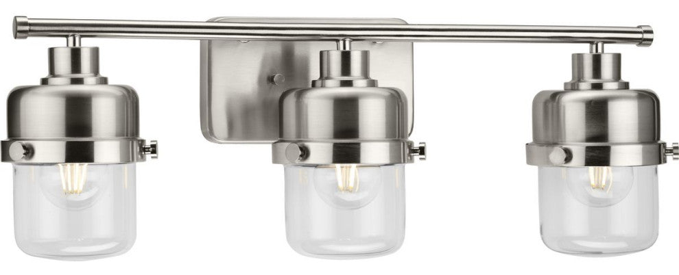 Beckner Collection 3-Light Brushed Nickel Clear Glass Bath Light
