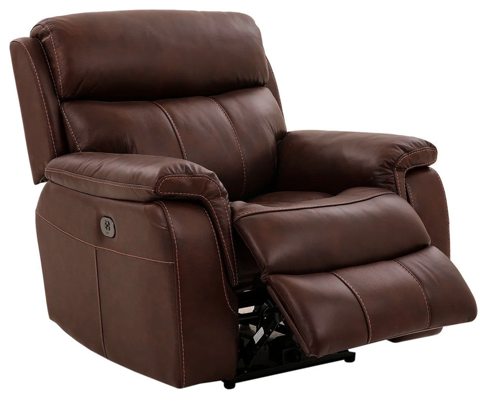 Montague Dual Power Recliner Chair, Brown Genuine Leather