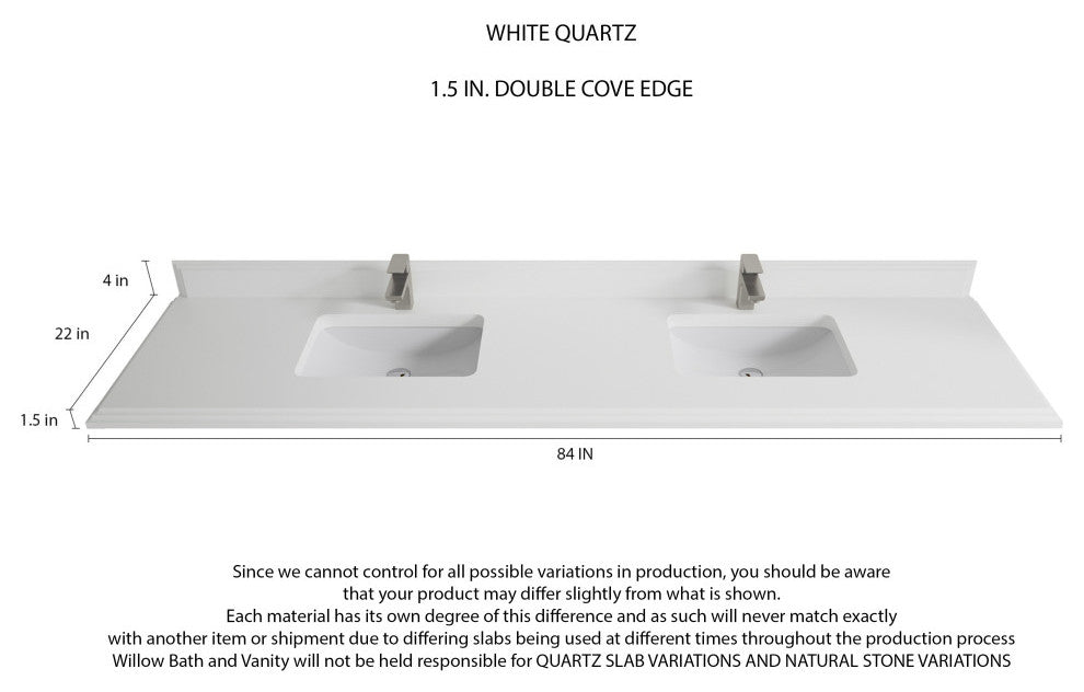 Boston 84 Double Sink Bath Vanity in White 1.5" White Quartz