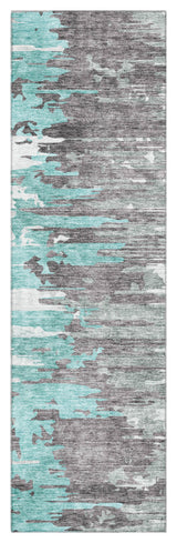 Premium Machine Washable Mayfield AMF704 Teal 2'3" x 7'6" Runner Rug