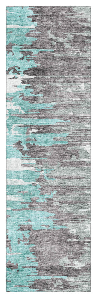 Premium Machine Washable Mayfield AMF704 Teal 2'3" x 7'6" Runner Rug