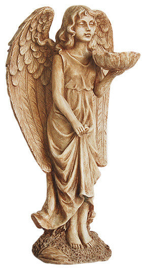 19.5"  Angel With Flower Outdoor Patio Garden Bird Feeder