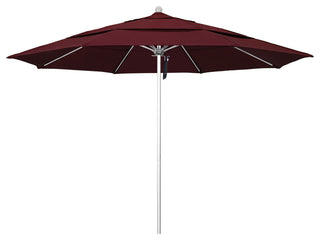 11' Fiberglass Umbrella Silver Anodized, Burgundy, 11'
