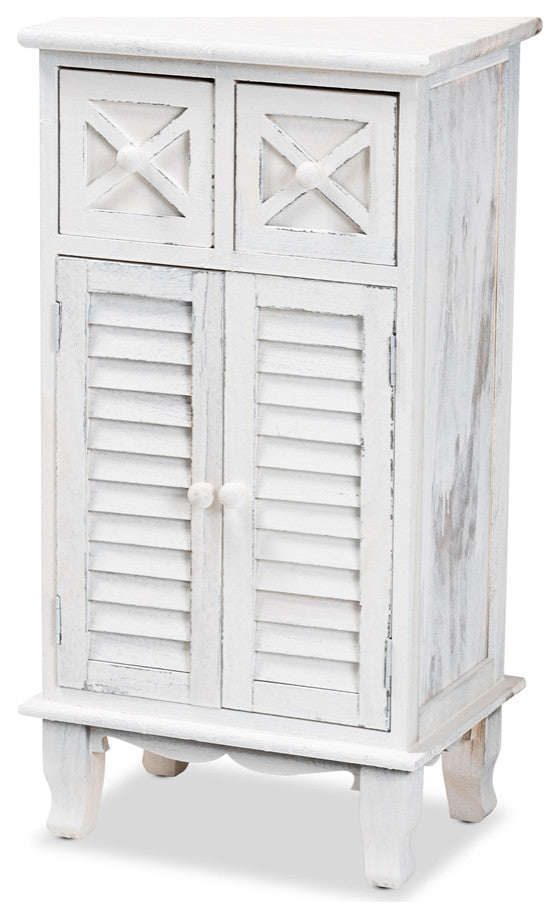 Classic and Traditional Antique White Finished Wood 3-Drawer Storage Unit