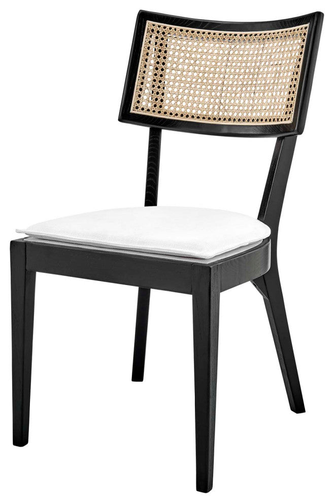 Side Dining Chair, Set of 2, White Black, Wood, Modern, Cafe Bistro Hospitality