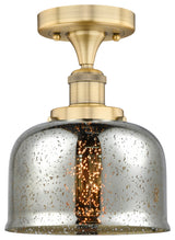 Bell-1 Light 8" Semi-Flush Mount-Brushed Brass, Silver Plated Mercury Shade