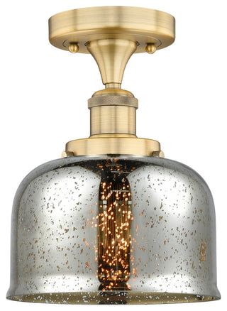Bell-1 Light 8" Semi-Flush Mount-Brushed Brass, Silver Plated Mercury Shade