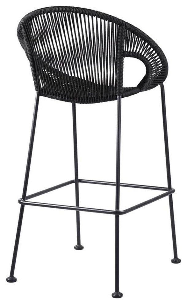 Armen Living Acapulco 26" Indoor Outdoor Fabric Counter Stool in Black