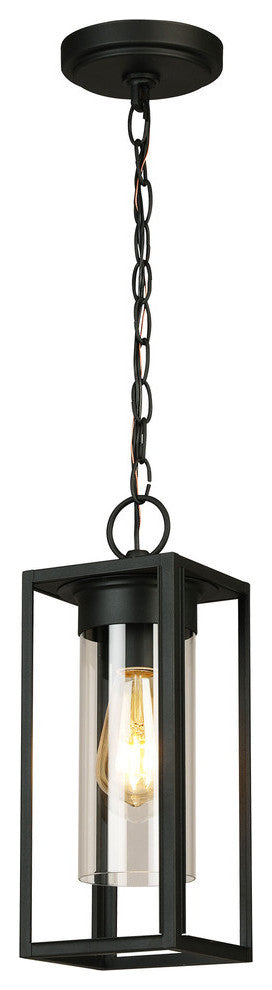 Walker Hill 1-Light Outdoor Pendant, Matte Black, Matte Black