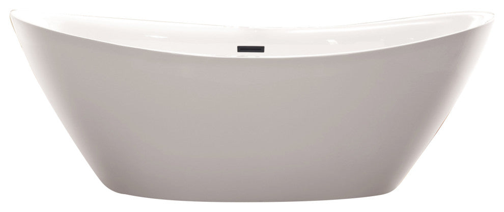 Vanity Art 71" x 33" Acrylic Freestanding Soaking Bathtub, White/Oil Rubbed Bronze